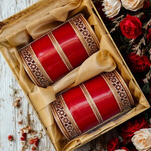 Red Gold Filigree Bridal Chura Set • Antique Vine Lattice Bangles