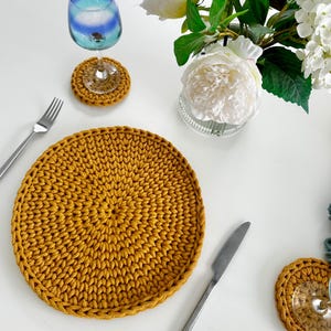 Crochet Placemat & Coaster Pattern Set – Free Tutorial. Easy Crochet Table Decor PDF, Modern Dining Table Mats, Crochet Pattern Download