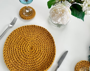 Crochet Pattern - Placemat & Coaster Set: Easy Table Decor (PDF Download)