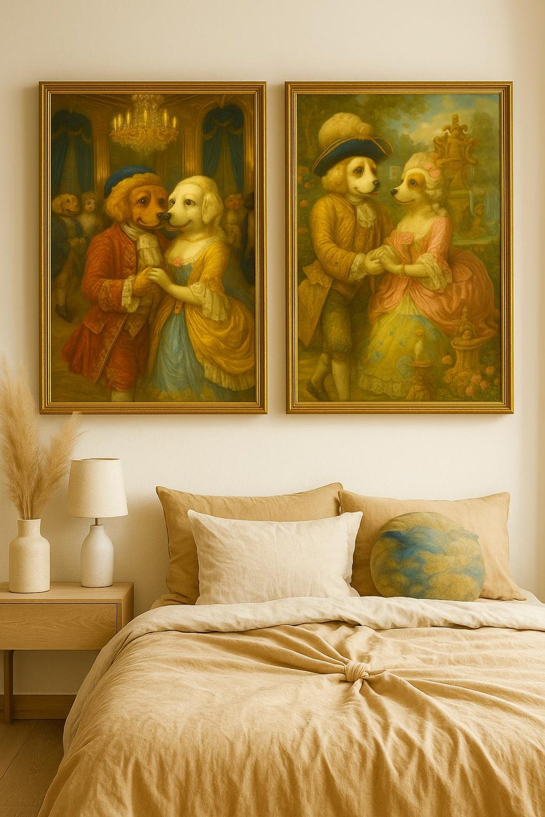 Rococo Dog Couple Art Print: Whimsical French-inspired Vintage Decor - Etsy