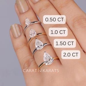 Pear Cut Lab Grown Diamond Engagement Ring, 14K White Gold Solitaire Diamond Ring, Wedding Ring for Women, Handmade Anniversary Gifts Ring