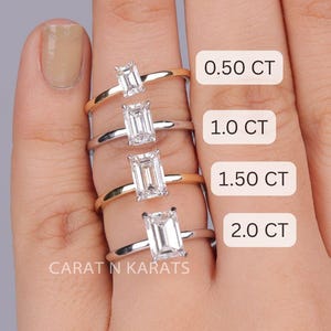 2 Carat E Color Emerald Cut Lab Grown Diamond Solitaire Ring / IGI Certified Diamond Ring / Emerald Cut Engagement Ring / 14k Yellow Gold