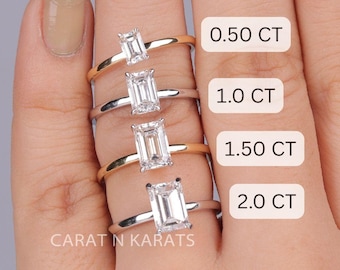 エメラルドカット ダイヤモンド エンゲージリング、5Ct IGI 認定