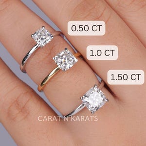 1.50 Karat Kissen Labor Diamant Solitär Ring / IGI ZERTIFIZIERTE E-VS Kissen Schliff Diamant / 14k Gelbgold Verlobungsring für Sie