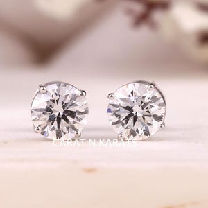 Round Diamond Earrings, Lab Grown Diamond Stud Earrings, Solitare Studs 14K Gold Earrings, Statement Earrings, Wedding Earrings Gift For Her