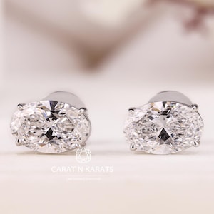 2.0ct IGI Certified Oval Cut Lab Grown Diamond Stud Earrings, Perfect Matching Diamonds, 14k White Gold Push back Stud