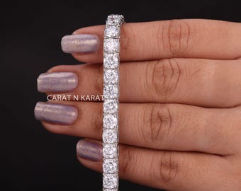 16.20 TCW Round Lab Grown Diamond Tennis Bracelet, Luxury Diamond Bracelet, White Gold Bracelet, Statement Jewelry Gift for Her