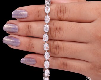 11.0TCW Oval Lab Grown Diamond Bracelet, Diamond Tennis Bracelet For Women, EF-VS Purity Oval Diamond Bracelet, Gift for Mother/Wife