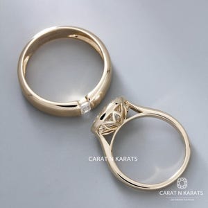 East West Diamond Ring, Bezel Setting 3.0ct Oval Lab Grown Diamond Engagement Ring, Unique Tulip Style Solitaire Ring, 14K Solid Gold Ring