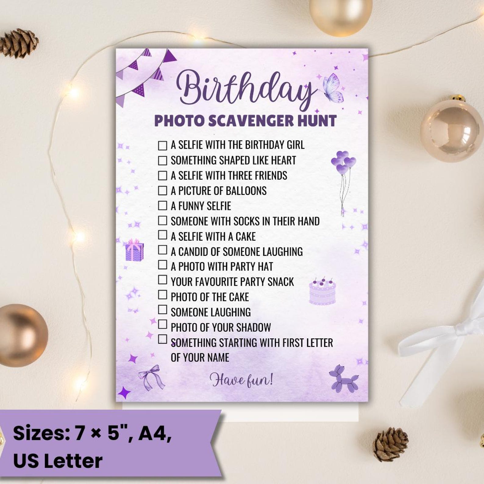 Birthday Photo Scavenger Hunt Editable Canva Template for Kids Tweens ...