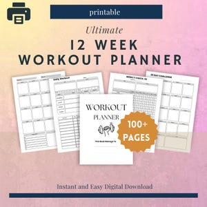 12 week Printable Workout Tracker PDF Workout tracker at home, Workout Planner Bundle, Fitness tracker Journal, Daily Exercise Log, PDF