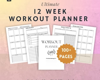 12 Wochen Workout-Tracker zum Ausdrucken PDF Workout-Tracker zu Hause, Workout-Planer-Bundle, Fitness-Tracker-Journal, tägliches Übungstagebuch, PDF