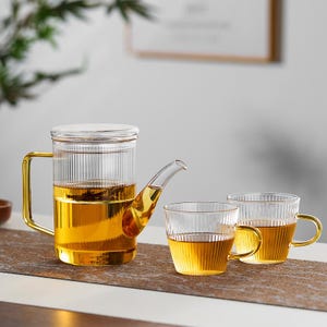 Glass Teapot, Heat-Resistant Glass Teapot, 340ml Teapot, Tea And Water Separation Teapot, Simple Home Office Flower Teapot, Kung Fu Tea Set