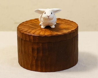 Bespoke Handmade Wooden Rabbit Memorial Ashes Urn: Realistic Bunny Figurine from photo, Pet Memorial Gift, Personalised Keepsake