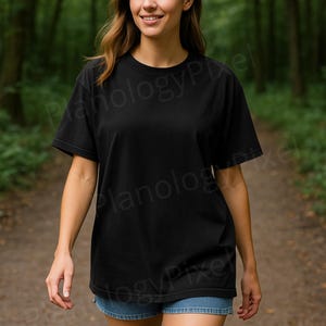 Black Comfort Colors 1717 Mockup: Oversized T-Shirt (PNG Digital Download