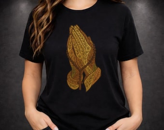 Boho Mosaic Floral Praying Hands Shirt — Faith-Inspired Artistic Graphic Tee • Bella Canvas 3001
