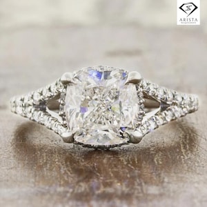 Cushion Cut Moissanite Engagement Ring, Solitaire Moissanite Ring, Radiant Cushion Ring in 14K Gold, Modern Wedding Ring for Women