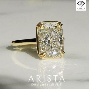 Cushion Cut Moissanite Engagement Ring, Solitaire Moissanite Ring, Radiant Cushion Ring in 14K Gold, Modern Wedding Ring for Women