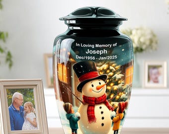 Snowman Cremation Urn, Memorial Urn for Human Ashes, Personalized Memorial Urn,  Keepsake Urn, Urn for Burial, Baby Urn , Large Urn