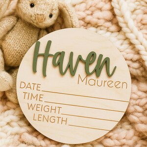 Personalized Baby Announcement Sign with Birth Stats, Footprint Sign For Newborn, Baby Name Reveal, Baby Name Sign, Sign For Hospital