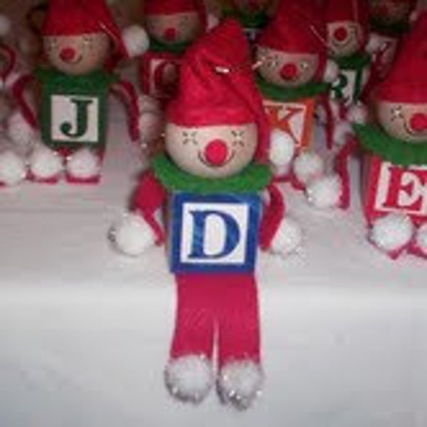 Alphabet Christmas Ornament or Favor/ Class/Office Gift- You pick alphabet letter! Order your "ELFABET" early!