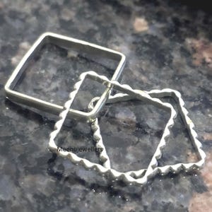 Square Rings (3) Set of Sterling Silver rings, Stacking Ring Set, Minimalist Jewelry, Geometric Rings, Simple Rings, Silver Ring Set