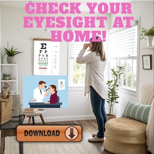 Printable Eye Test Chart – Home Vision Test – Snellen Chart PNG – Optometry Wall Art – Instant Download