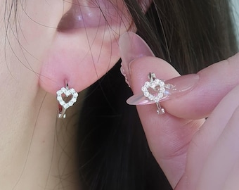 Moissanite Earrings, Solid 925 Sterling Silver Earrings, Huggie Earrings, Hoop Earrings, Hypoallergenic Earrings, Gift For Teenage Girls