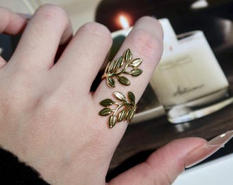 Leaf Ring, Adjustable Ring, Stainless Steel Ring, Stackable ring, Gift For Teenage Girls, 1st Anniversary Gift