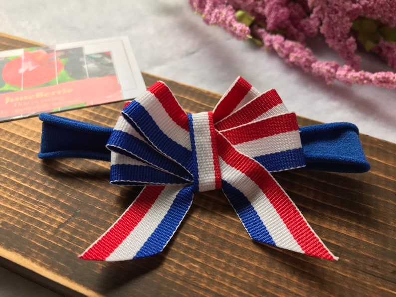 Red white and blue bow headband