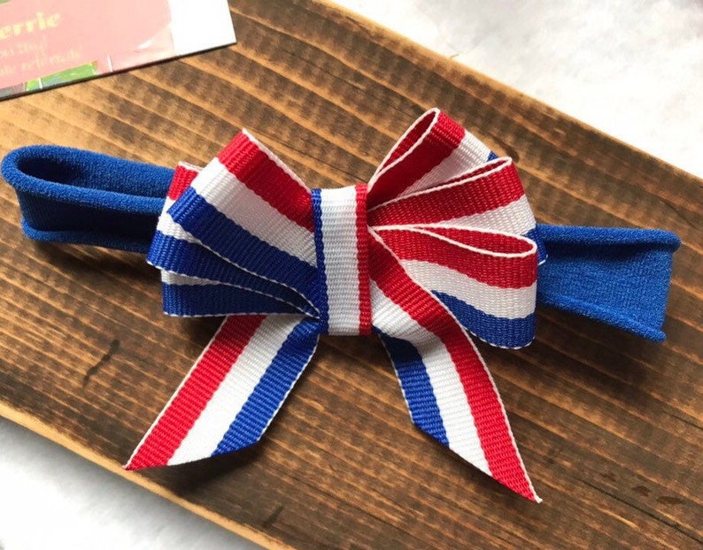 Red white and blue bow headband