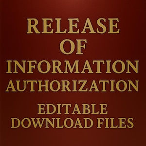 HIPAA Release of Information Form | ROI Authorization Template | Editable Medical Records Consent PDF | Healthcare Compliance Download