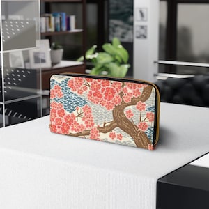 Japanese Kimono Pattern Zipper Wallet, Coin Purse, Card Holder, Small Pouch, Oriental Compact Wallet
