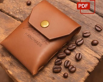 No Stitch Leather Wallet Pattern: Slim Cardholder DIY (PDF Template A4 Format)