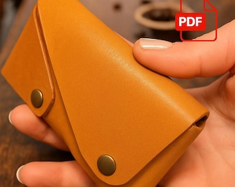 Molde para carteira fina de couro: estilo origami, sem costura (download digital em PDF no formato A4)