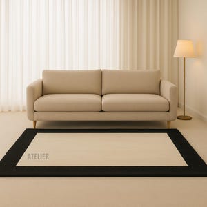 Plain Black and white Hand Tufted Area Rug in wool size 8x10, 9x12 , 10x14 , 12x15 for living room , Bedroom , Kids Room , Hallway runners.