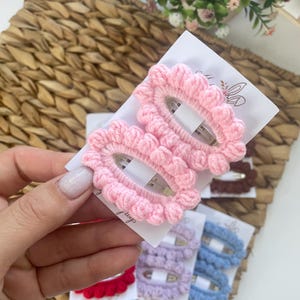 Crochet Hair Clips – Set of 2 | Soft Yarn Snap Barrettes for Girls | Handmade Hair Accessories | Baby, Toddler & Kids Gift