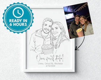 Custom Anniversary / Valentines Gift, Personalised Line Art, Gift For Girlfriend or Boyfriend, Digital/Physical Print, First Date Memory