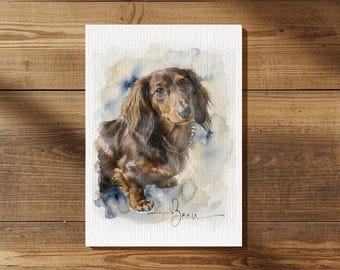 Dog Watercolour Art Painting | Pet Portrait | Pet Illustration | Dog Lover Gift - Dachshund