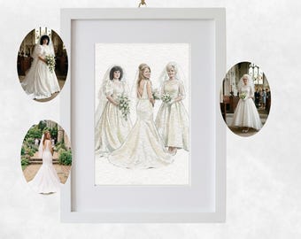 Custom Generation Bride and Mother Of The Bride Portrait | Bride Gift | Mother Of Bride Gift | Photos To Art