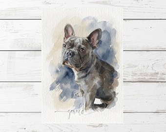 Custom Dog Watercolour Painting | Personalised Pet Portrait | Pet Illustration | Dog Lover Gift - Bulldog