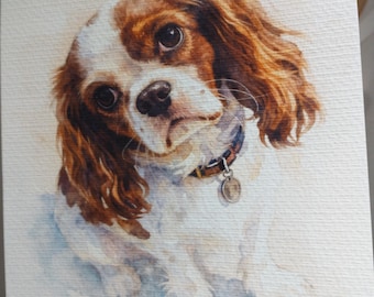 Dog Portrait Hand Painted Watercolour Style | Pet Photo to Art Print | Digital Hand-Finished Pet Illustration | Unique Dog Lover Gift