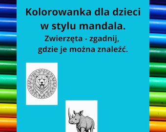 mandala-style coloring book, "animals - guess where you can find them", 20 coloring pages with various animals + 5 free pictures,