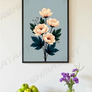 Peach Bloom Elegance – Minimalist Floral Wall Art Print