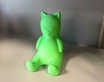 Statuetta di gatto verde stampata in 3D / Decorazione per la casa in PLA dallo stile stravagante