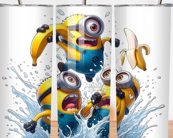 Minion Cartoon Tumbler Wrap | 20oz Tumbler Png Sublimation Design | 20oz Skinny Tumbler Wrap | Digital Download for Tumblers Template