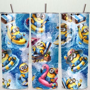 Envoltura para vaso de dibujos animados de Minions / Diseño de sublimación PNG para vaso de 20 oz / Envoltura delgada para vaso de 20 oz / Descarga digital para plantilla de vaso