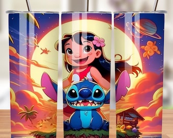Vaso Stitch Summer Vibes, diseños de sublimación de Stitch, vaso Lilo & Stitch PNG, envoltorio para vaso Stitch de 20 oz PNG, envoltorio Stitch