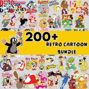 200種類以上の面白い漫画のSVG/PNGファイル、ビンテージ漫画のクリップアートセット、漫画キャラクターのPNG、80年代、90年代の漫画のSVG