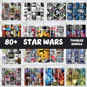 Paquete de envoltorios para vasos de StarWars, diseño PNG de envoltorios para vasos de 20 oz con descarga instantánea, plantilla digital para vasos delgados de 20 oz